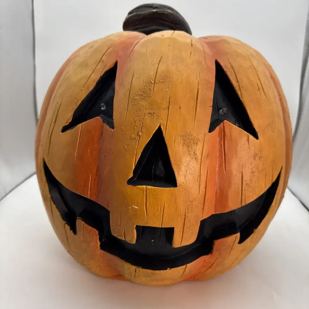 15” Lighted Color Changing Led Eyes Jack-O’-Lantern Old Time Pottery In Orig Box